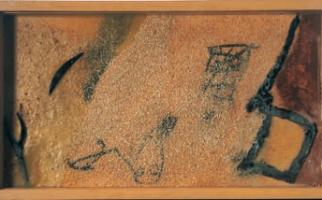 1992. Forca i cera. Tècnica mixta sobre fusta, 28,3 x 49,6 cm.