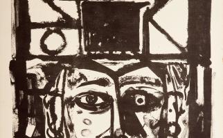 1956. Guardia Civil. Litografia sobre pedra, projecte edició no estampada 62x48 cm Col·lecció Francesc Mestre Art (Privat)